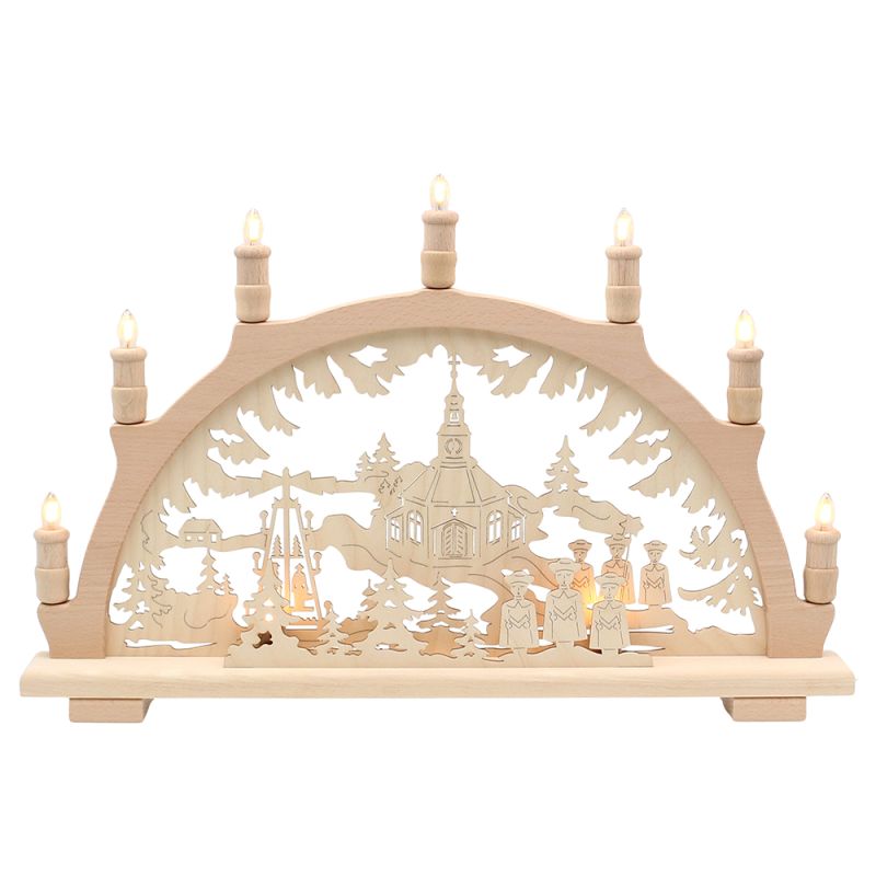 Schwibbogen Seiffener Kirche 57 cm – 9-flammig mit indirekter Beleuchtung, Made in Germany