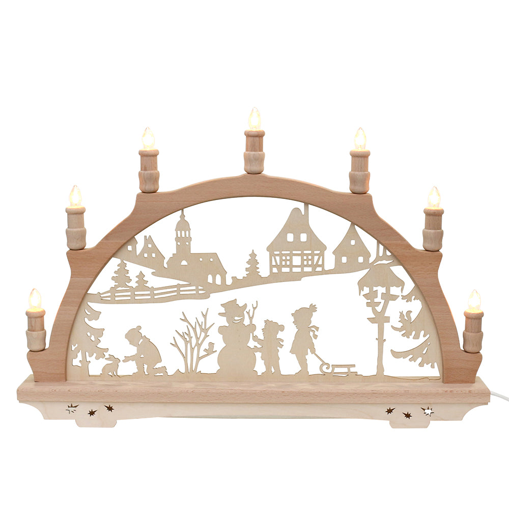 Schwibbogen Winterfiguren 57 cm – Erzgebirge, 7-flammig, Made in Germany