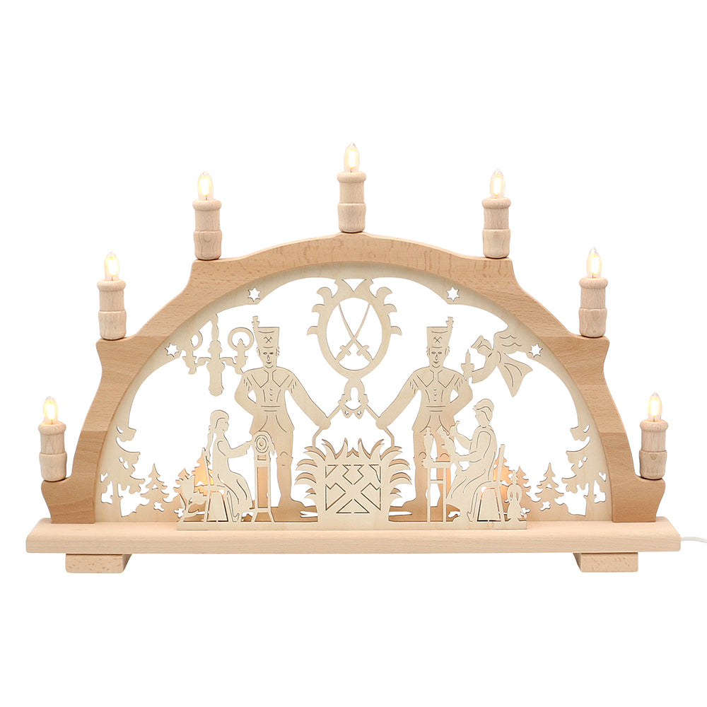 Schwibbogen Bergmann 57 cm – 9-flammig mit indirekter Beleuchtung, Made in Germany
