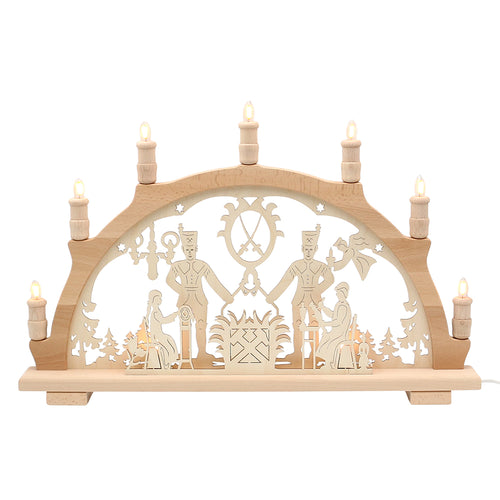 Schwibbogen Bergmann 57 cm – 9-flammig mit indirekter Beleuchtung, Made in Germany